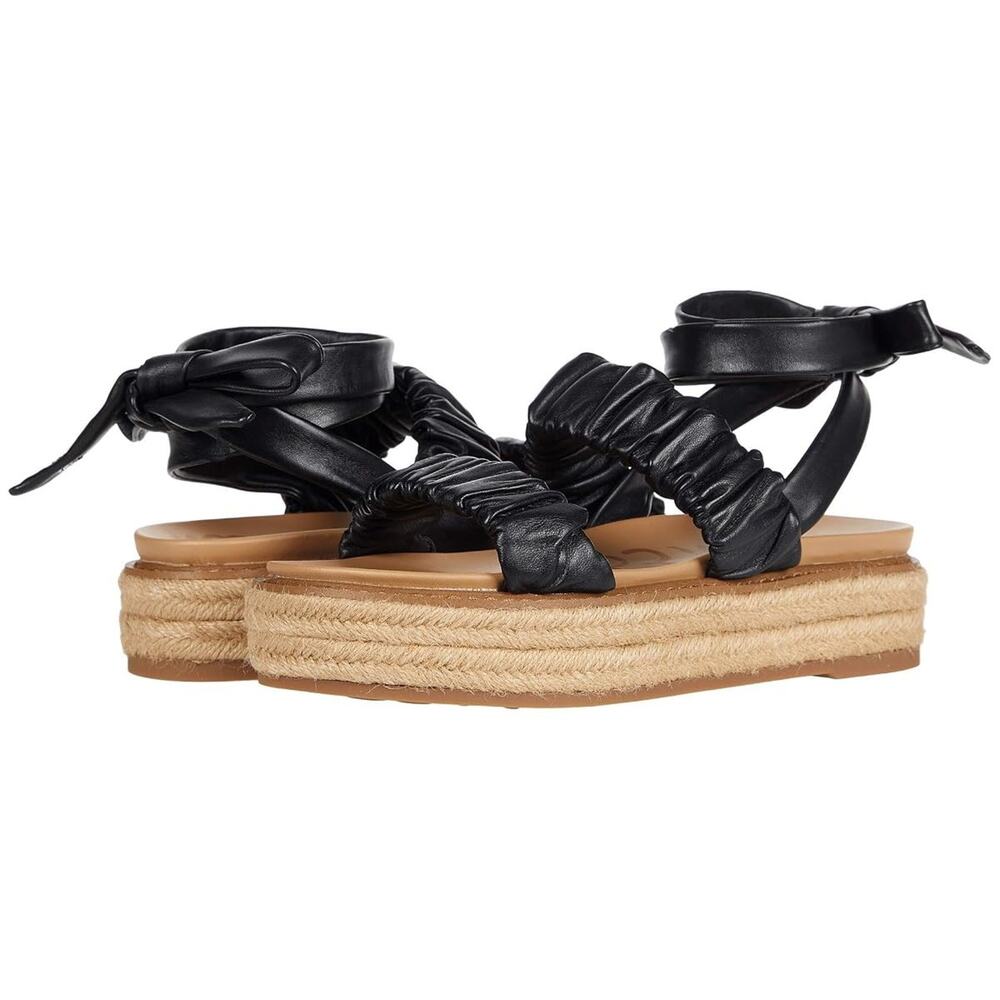 Sam Edelman Women's Kerin Strappy Ankle Tie Platform Sandals Black Size 10.5